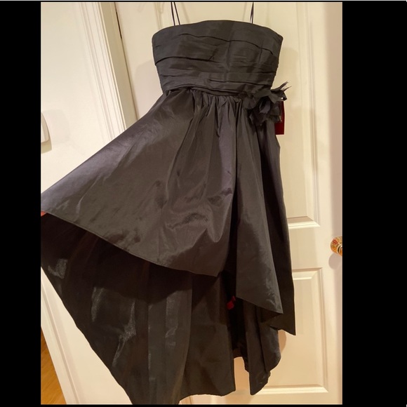 NWT Taffeta high low black strapless dress 14 - Picture 2 of 8
